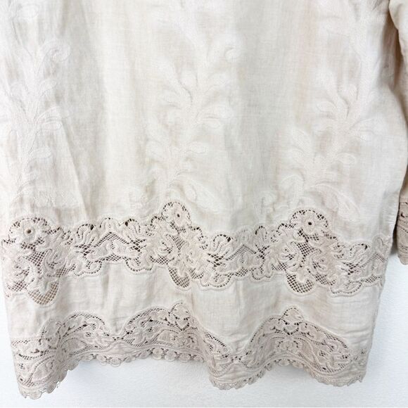 Soft Surroundings Brown Crochet Dyed Artsy Lagenlook Top Large - Picture 2 of 7
